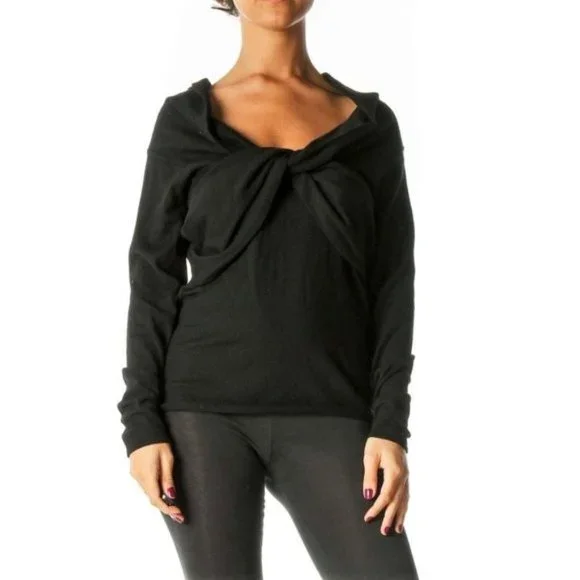 Ralph Lauren Black Label Cashmere Sweater Off the Shoulder Twisted Wide Neck - Picture 2 of 8
